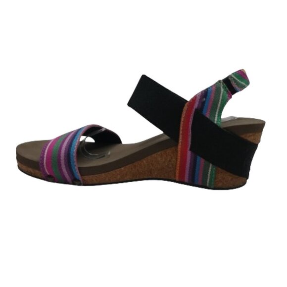 Boutique by Corkys Rum Multicolor Striped Open Toe Wedge Sandals Womens 9 - Picture 3 of 12